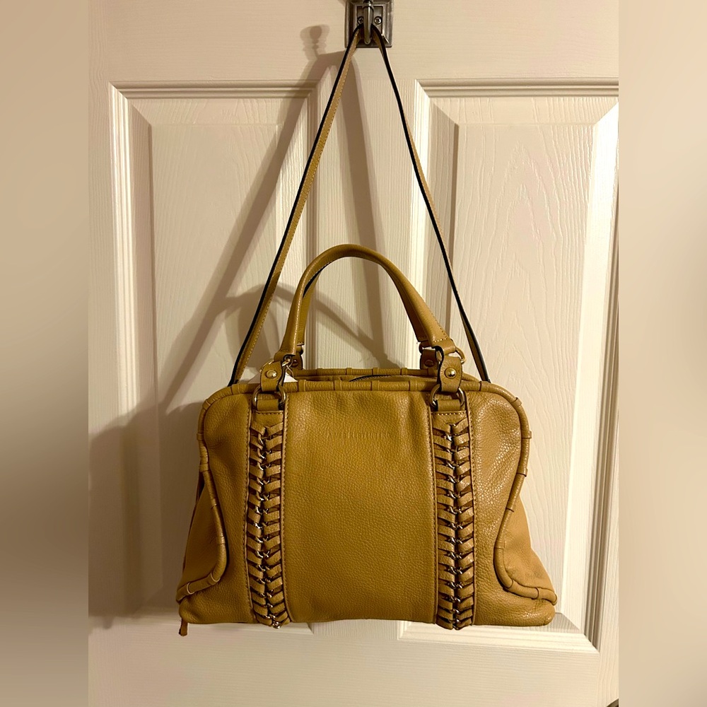 Aimee kestenberg leather medium satchel camel/mustard, yellow gold hardware.